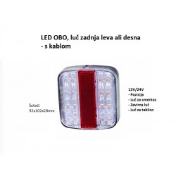 LED Obo, luč zadnja leva ali desna s kablom, 102x92x28mm (12-24V)